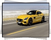 Żółty, Mercedes, AMG, GT, Morze