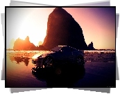 Nissan 350, Plaża, Skały, Zachód Słońca