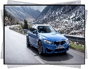 Niebieskie, BMW, M4, Droga, Góry