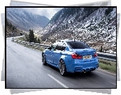 Niebieskie, BMW, M4, Droga, Góry