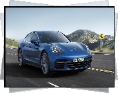 Niebieski, Porsche Panamera 4S Diesel Sport Turismo 971, 2017