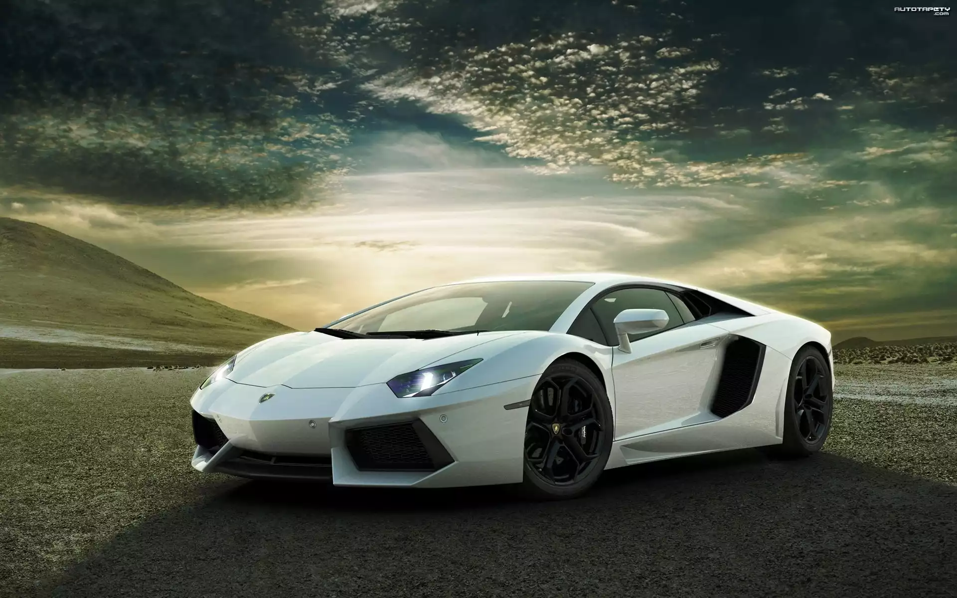 Białe, Lamborghini, Aventador, Droga
