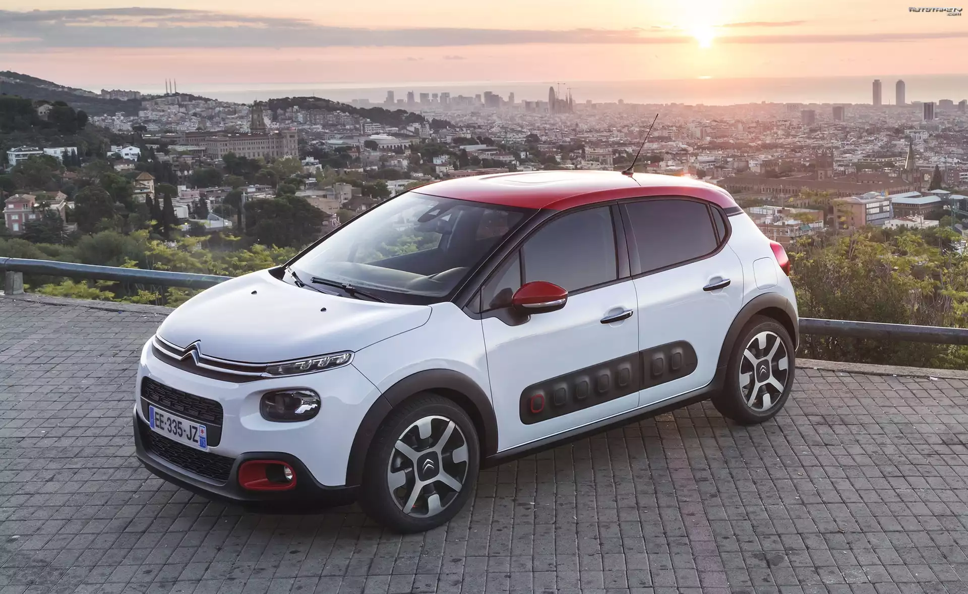 Biały, Citroen C3, 2016, Czerwony, Dach