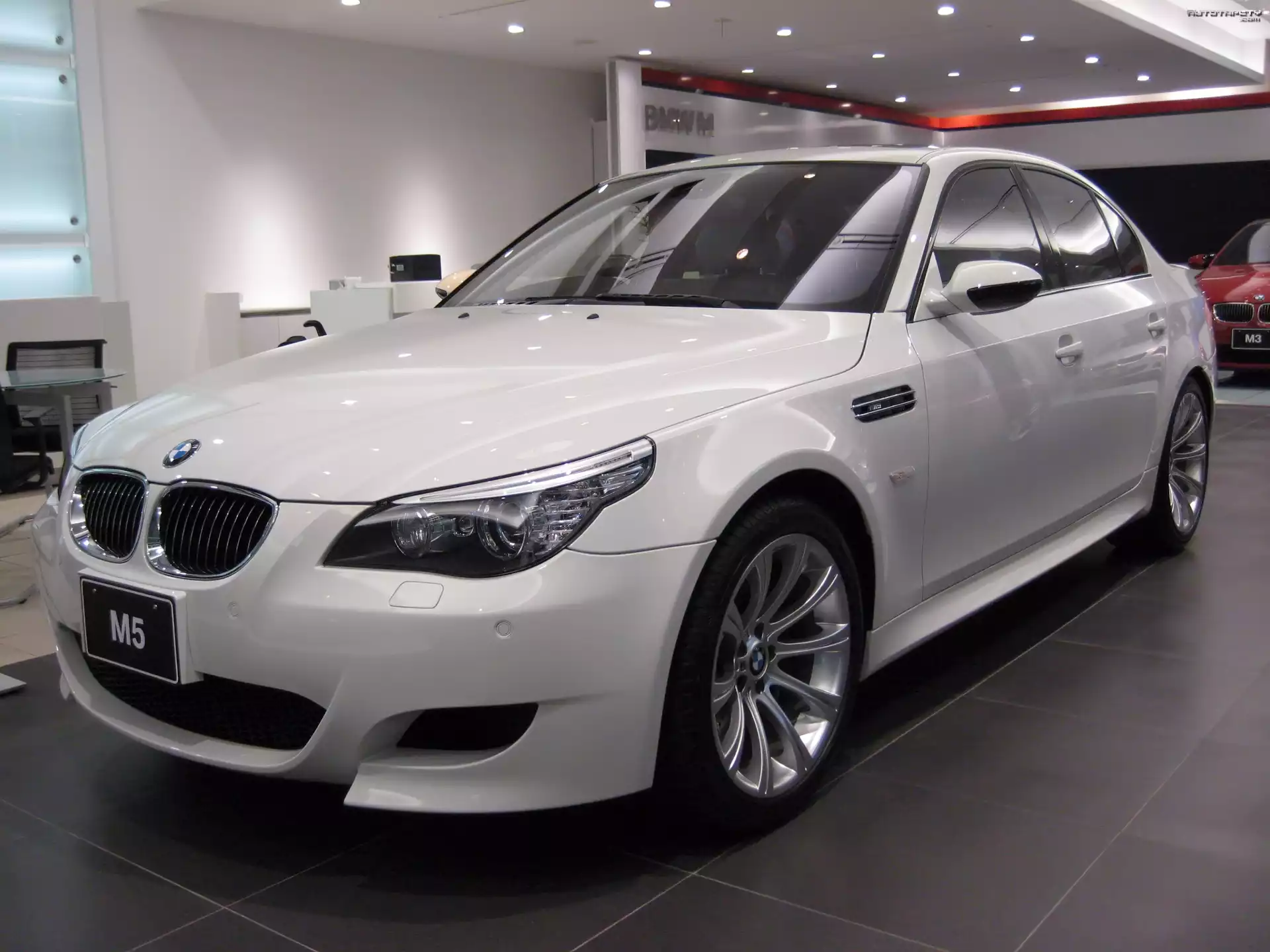 Biały, BMW 5, E60, Salon