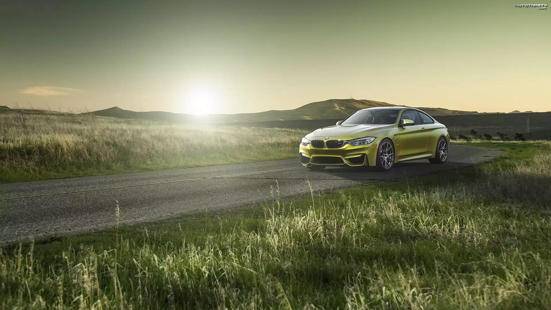 Bmw, M4, Droga, Trawa