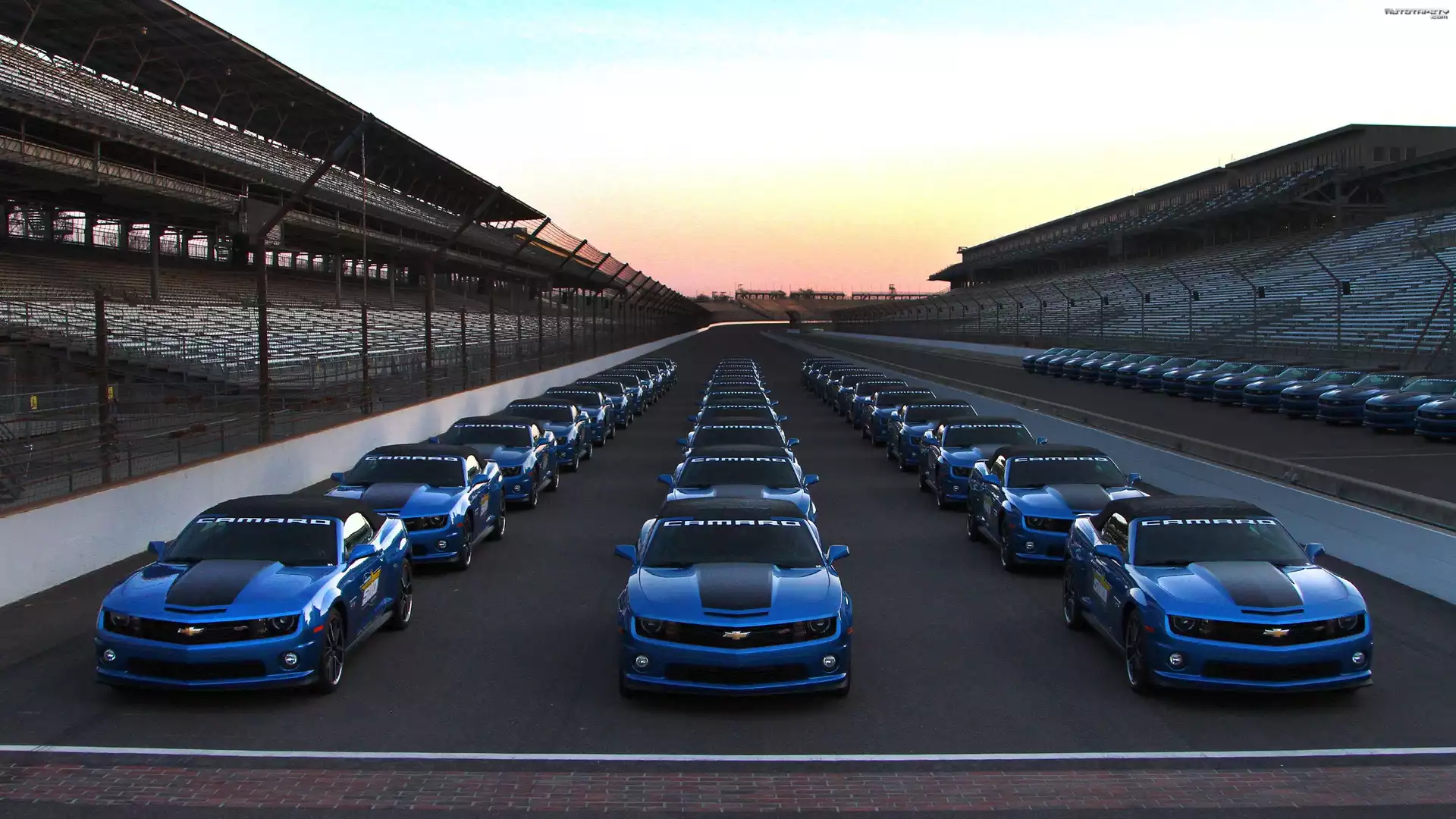 Chevrolet, Camaro, Niebieski, Tor