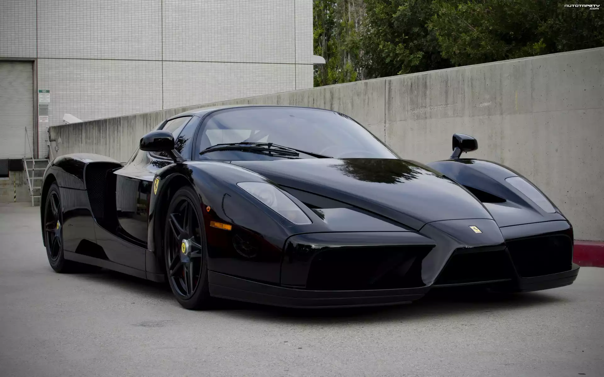 Czarne, Ferrari, Enzo, Mur