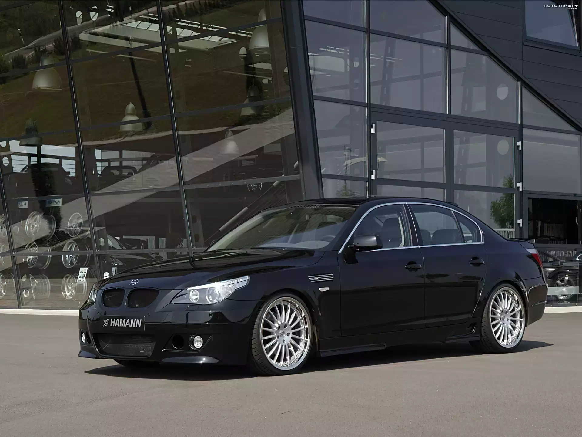 Czarny, BMW 5, E60, Budynek, Szkło