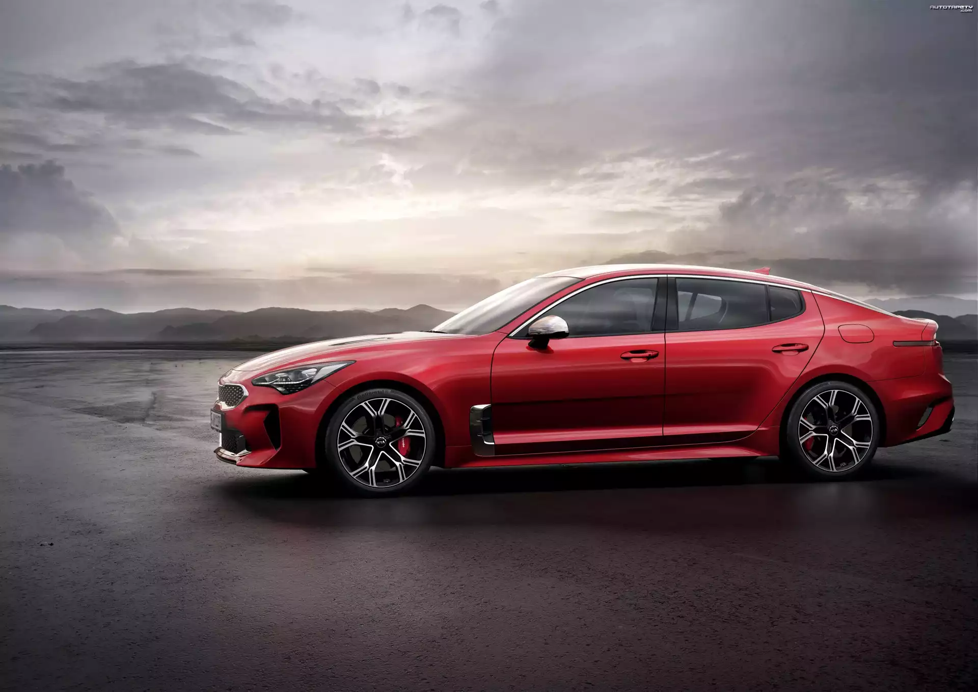 Czerwona, Kia Stinger GT, Bok