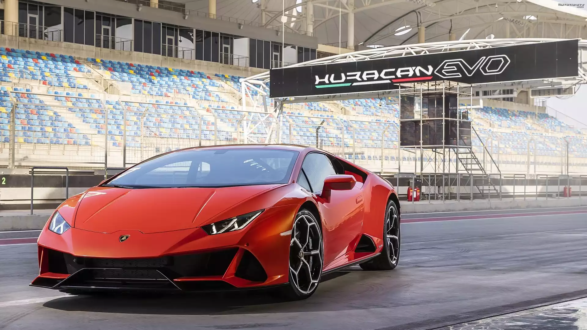 Czerwone, Lamborghini Huracan EVO, Stadion