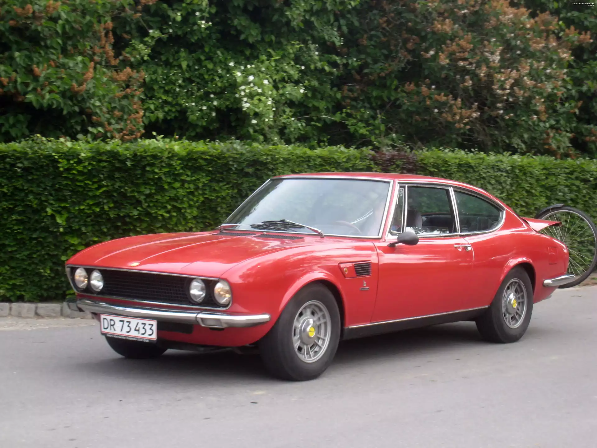 Czerwone, Fiat Dino, Rower, Bagażnik