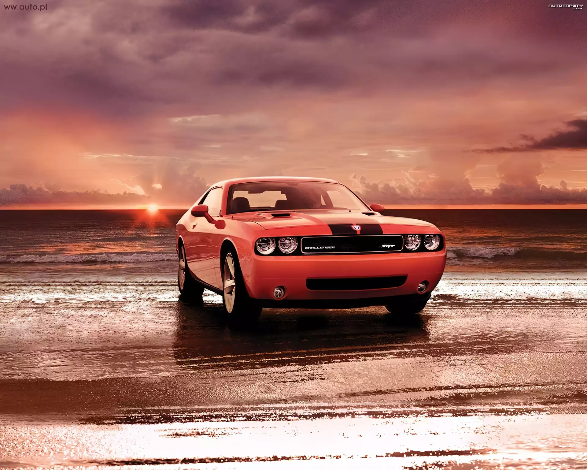 Dodge Challenger, Plaża, Morze