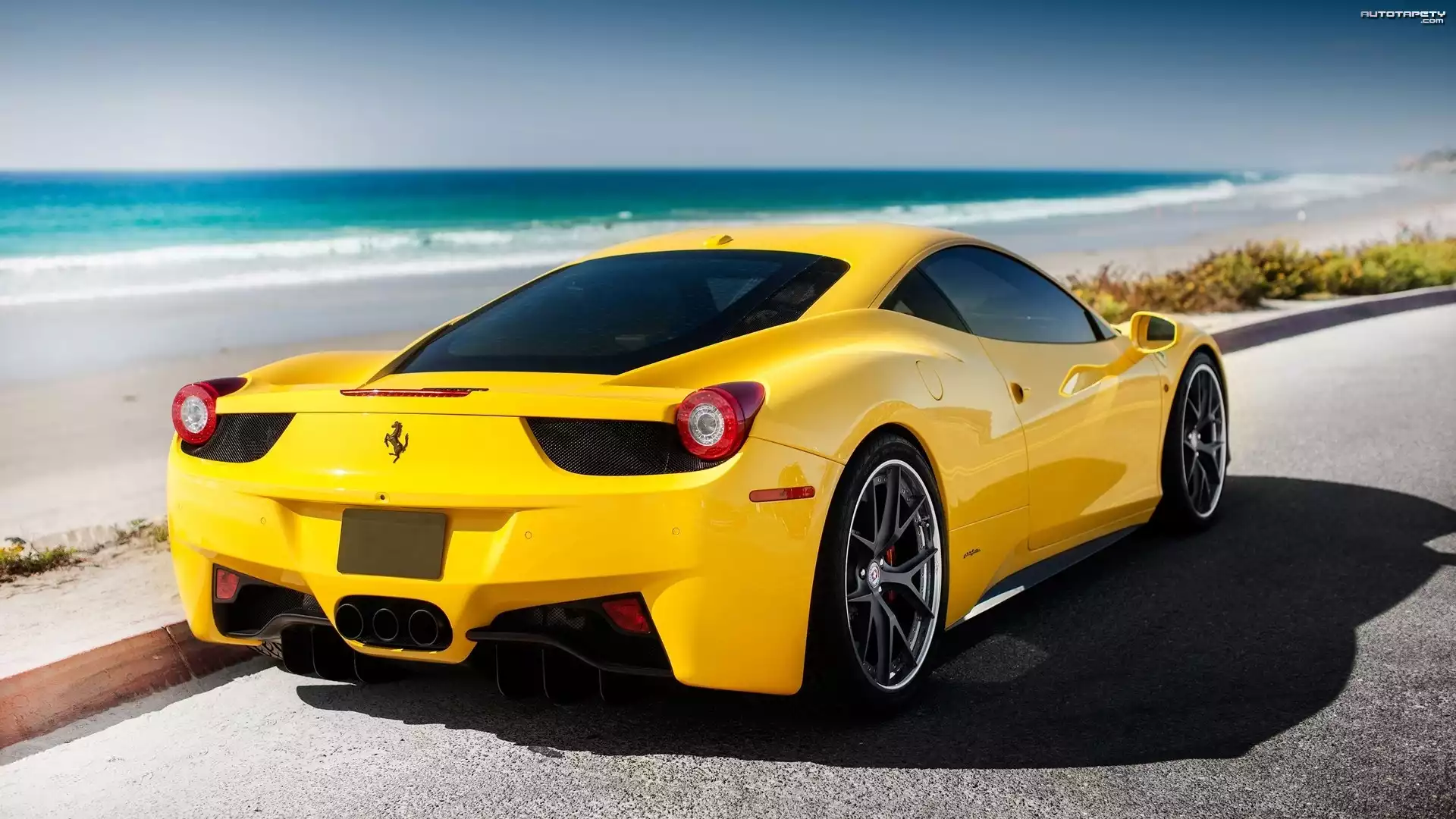 Ferrari, 458, Italia, Plaża, Ocean