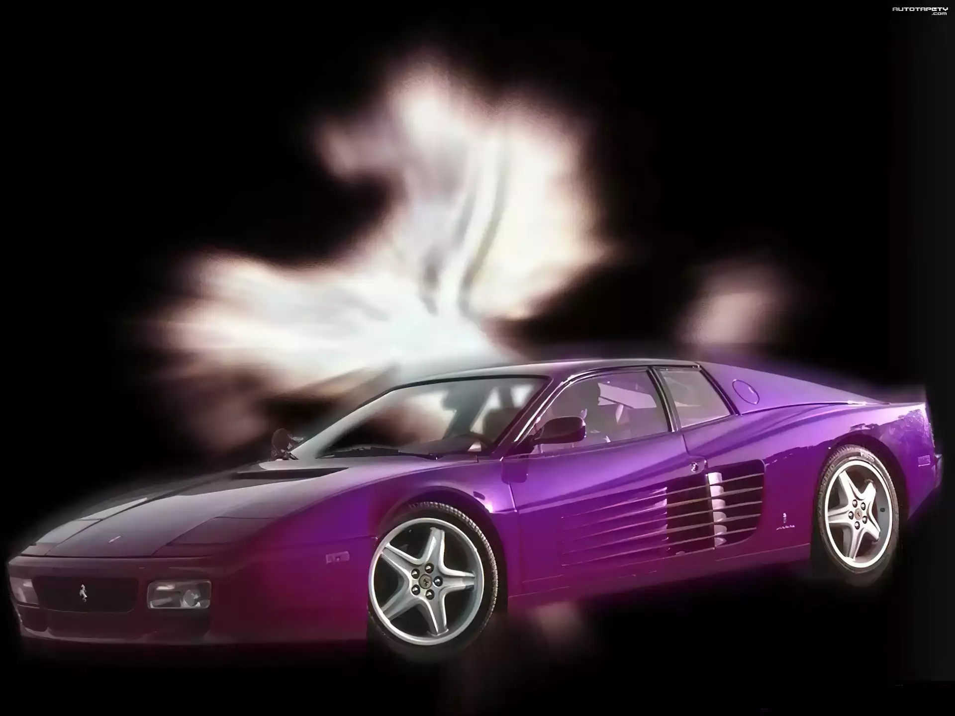 Fioletowe, Ferrari Testarossa, Czarne, Tło