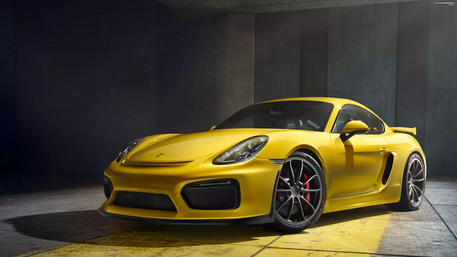 Żółte, Porsche Cayman GT4, 2015