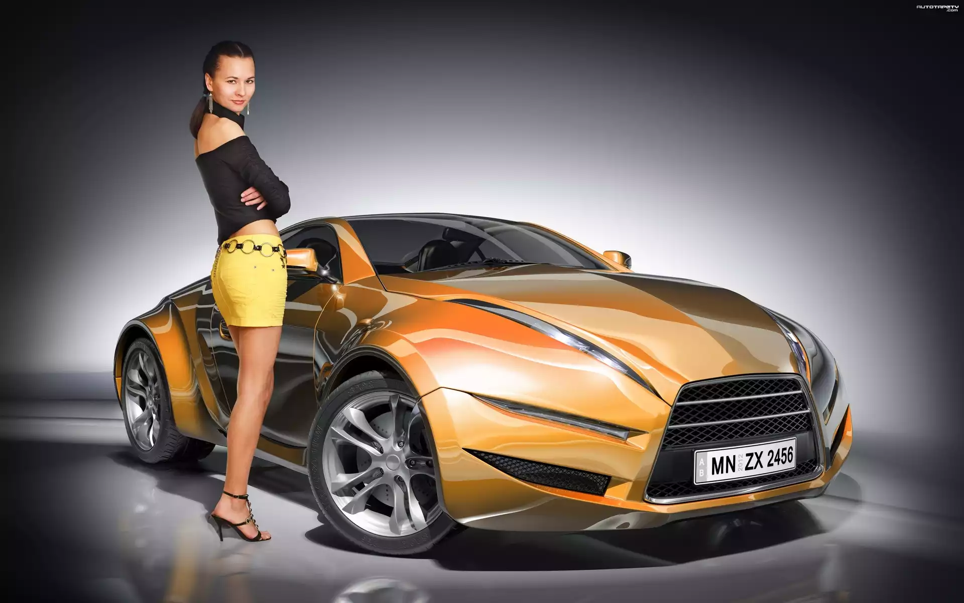 Kobieta, Prototyp car, Girl