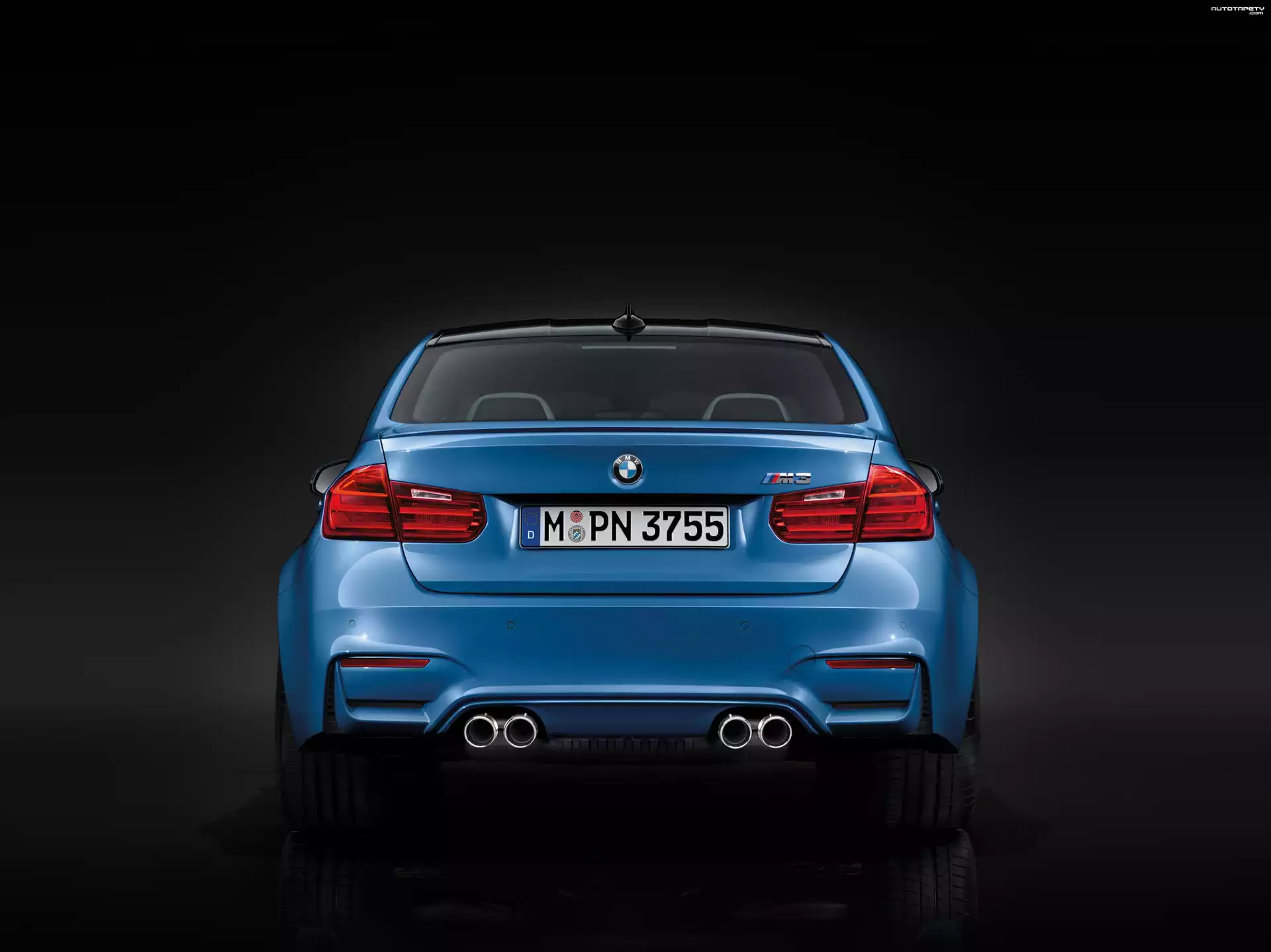Niebieskie, BMW M3, tył, rury wydechowe
