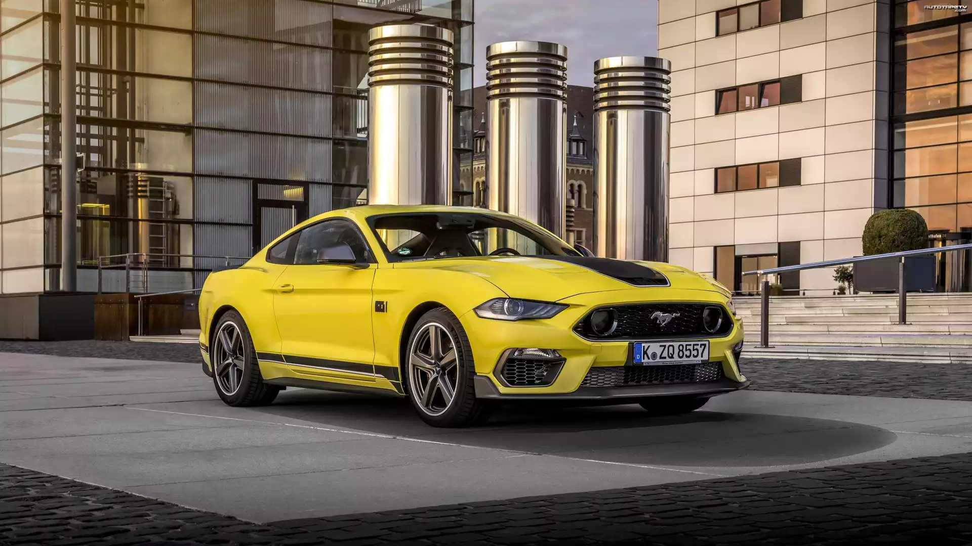 Żółty, Ford Mustang Mach 1, 2021, Budynki