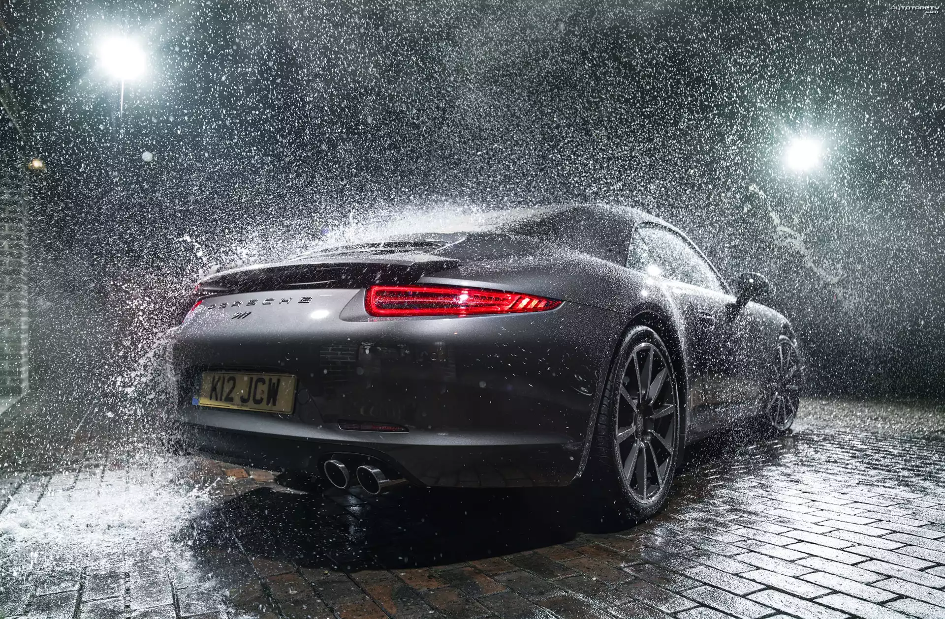 Porsche, 911, Turbo, Deszcz