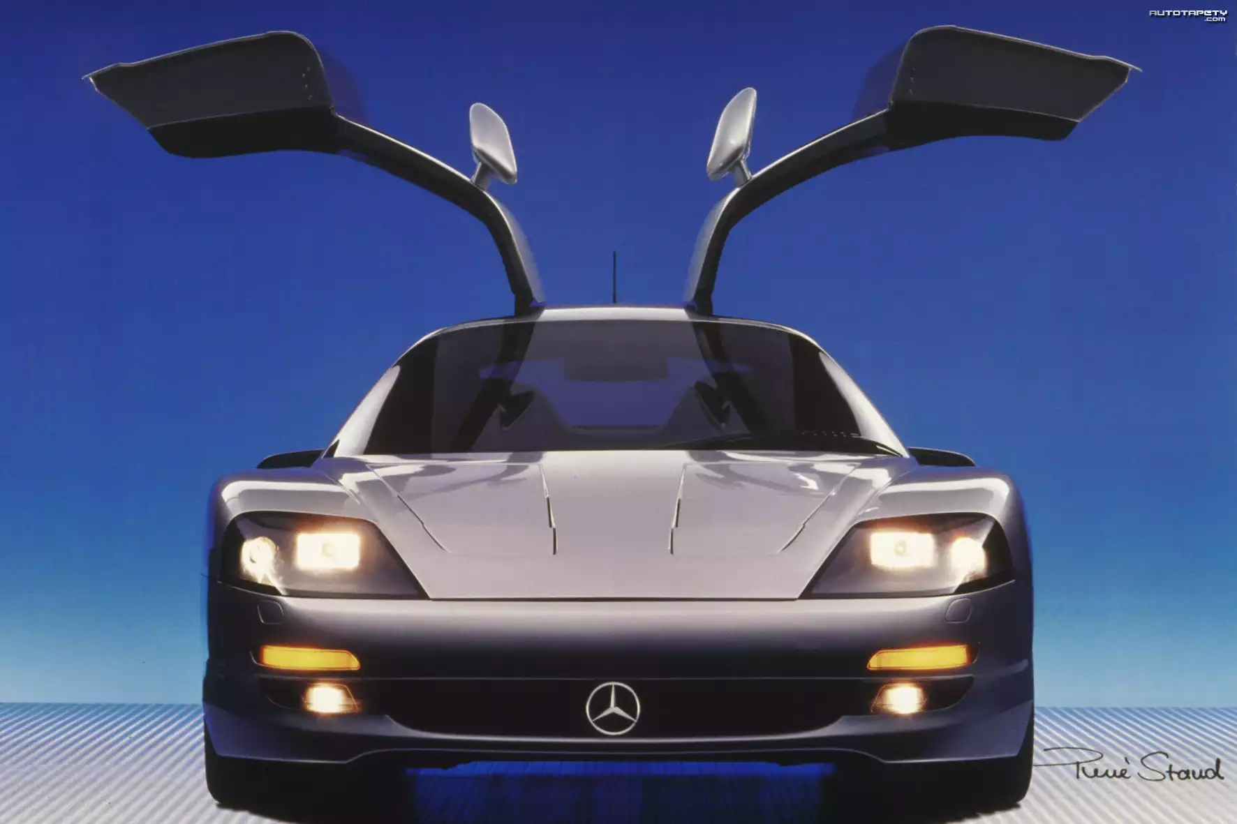 Przód, Mercedes C112, Reflektory, Emblemat