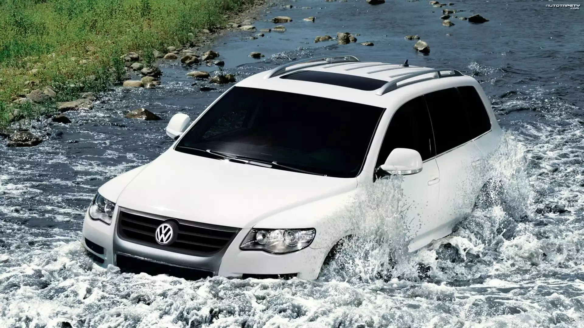Rzeka, Przeprawa, Biały, Volkswagen Tiguan
