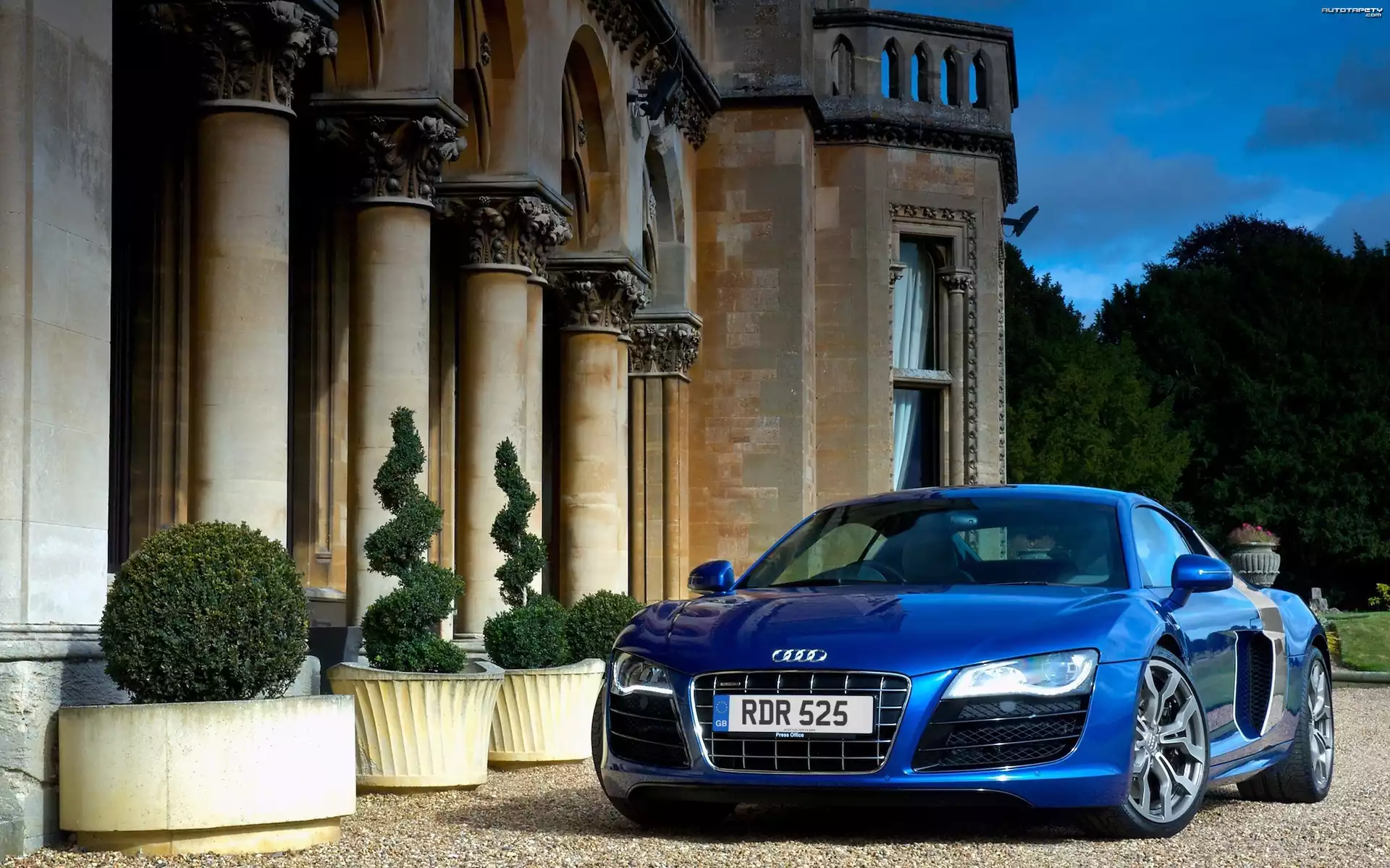 Samochód, Audi R8 V10, Niebieski, Dom