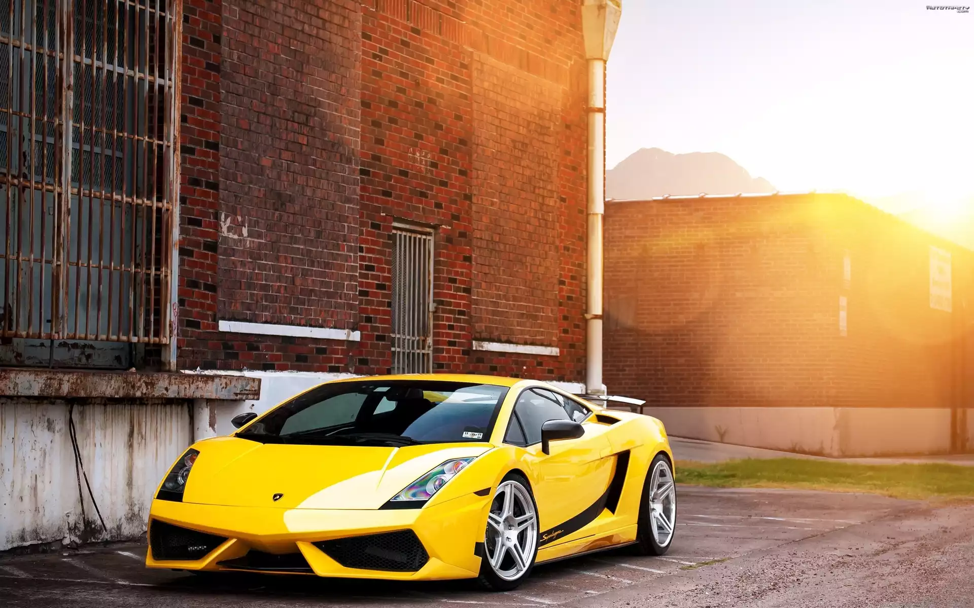 Samochód, Żółty, Lamborghini, Przebijające, Światło