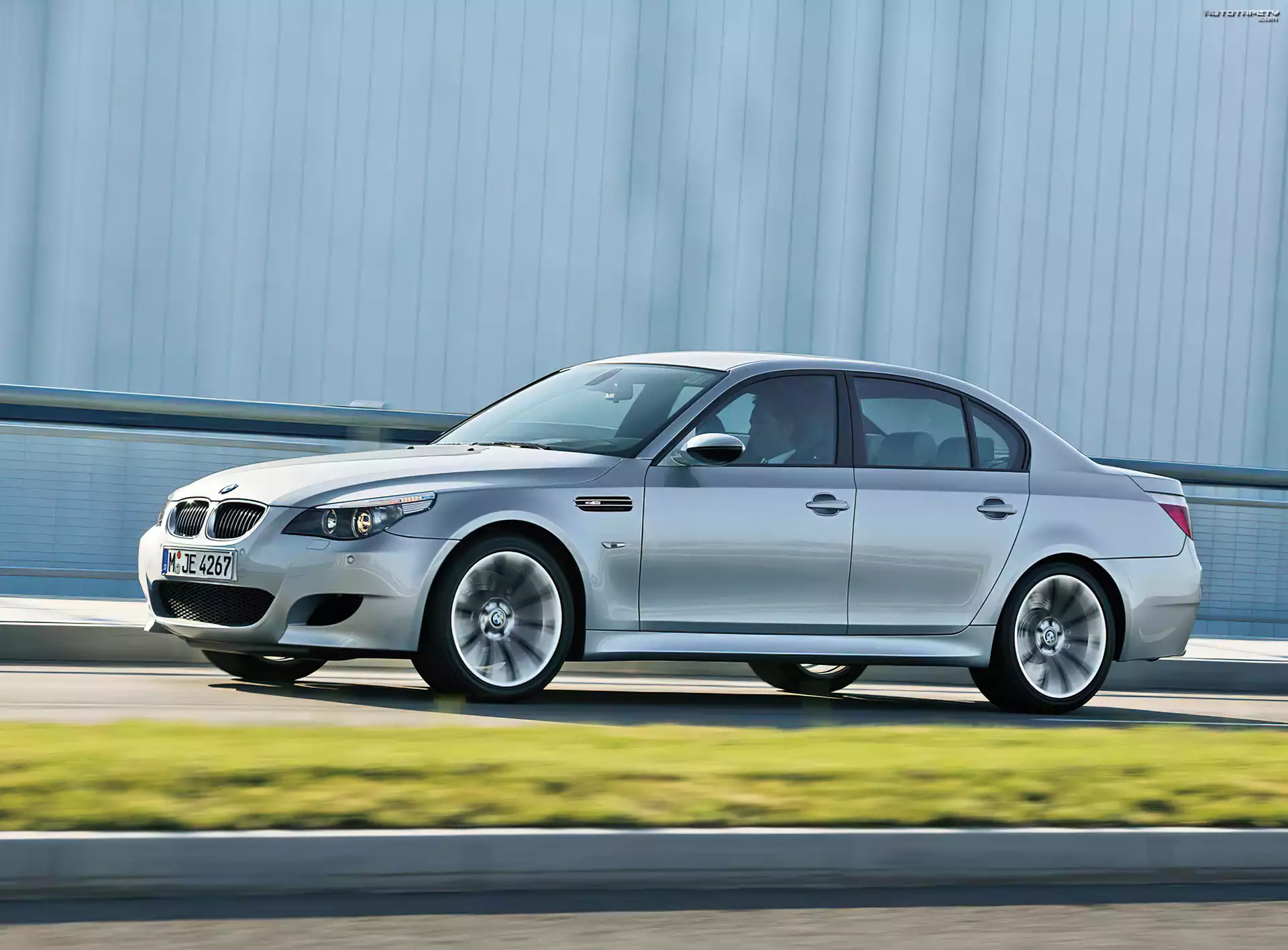 Silver, BMW 5, E60, Lewy, Bok
