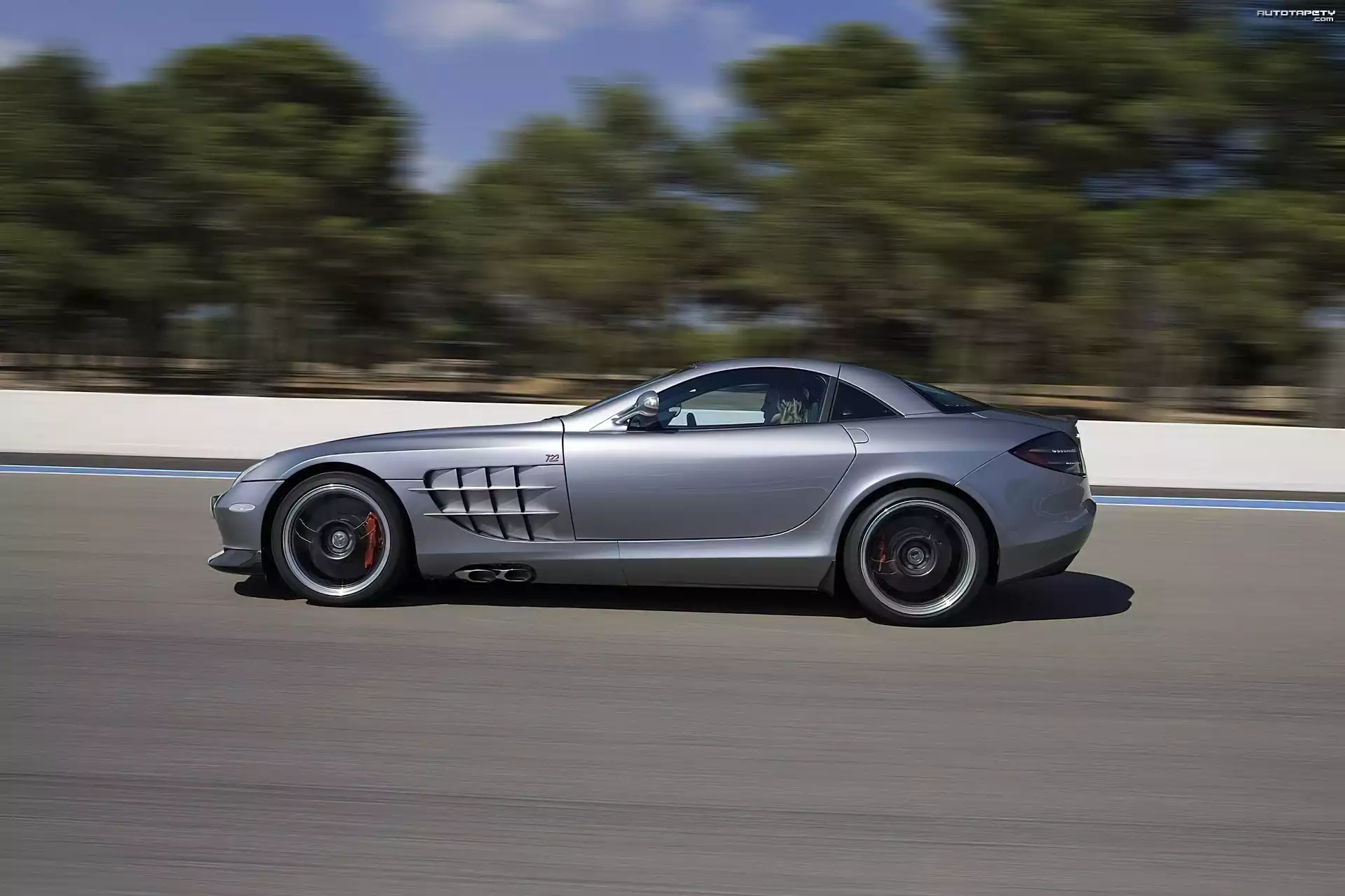 Srebrny, Mercedes SLR, Boczny, Układ, Wydechowy