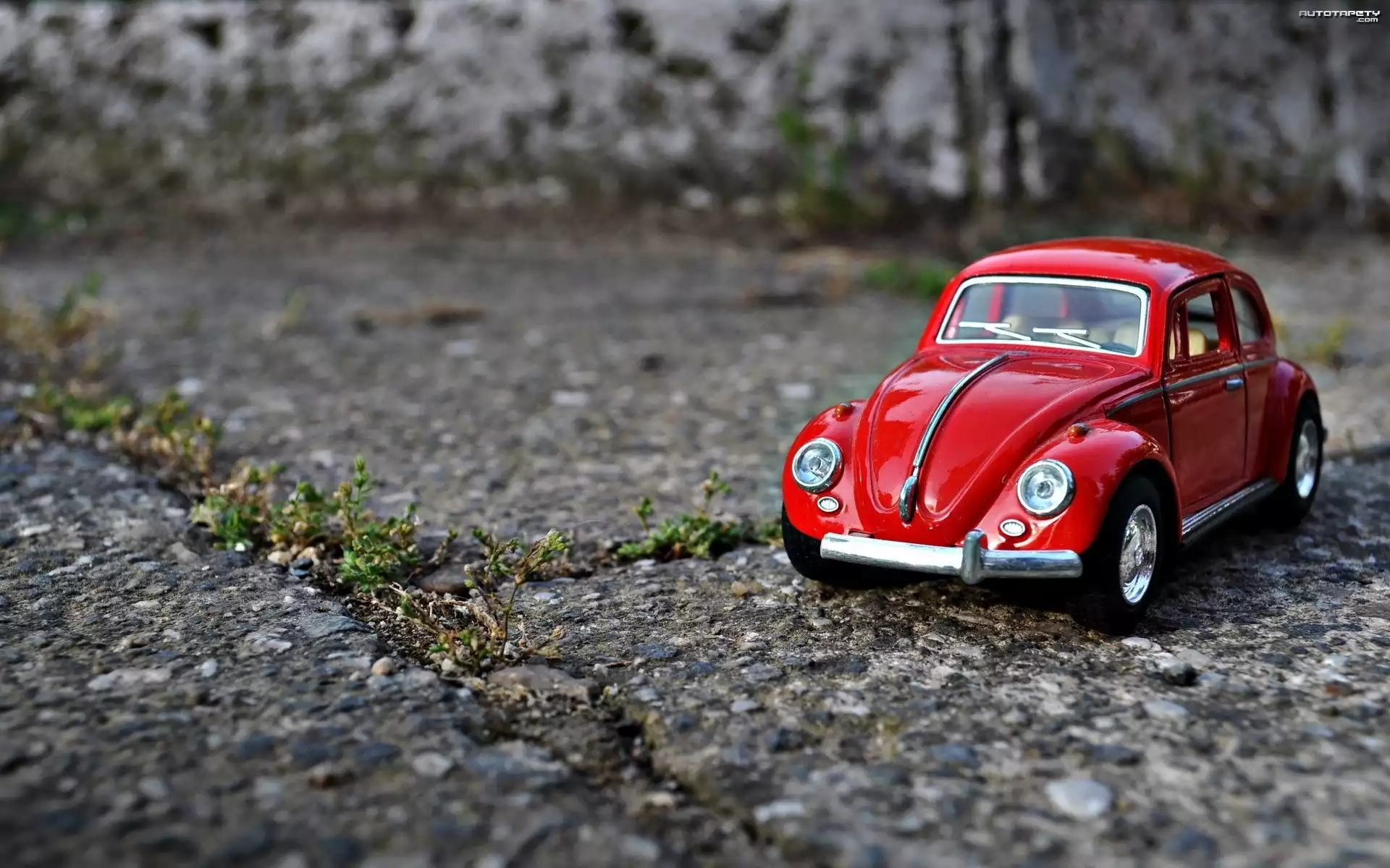 Zabawka, Samochód, Czerwony, Volkswagen Garbus