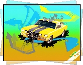 Żółty, Ford Mustang, Rysunek