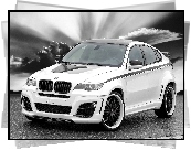 BMW X6, Czerwone, Zaciski, Chmury