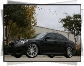 Czarny, BMW 5, E60, Ulica, Mur