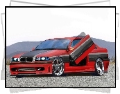 Czerwony, Czarny, BMW 3, E36, Tuning