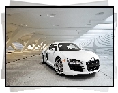 Białe, Audi R8, Futurystyczny, Parking