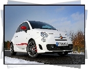 Biały, Abarth 500, Śnieg, Zima