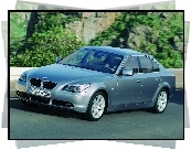 BMW 5, Silver, E60, Droga, Góry