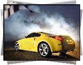 Żółty, Nissan 350Z, Dym