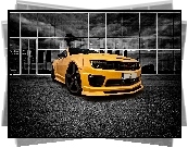 Chevrolet Camaro, Żółty, Plac, Oszklenie