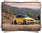 Żółte, BMW M3, Droga, Góry