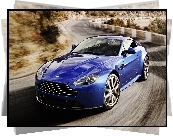Kręta, Droga, Niebieski, Aston Martin V8 Vantage S