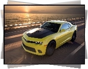 Chevrolet, Camaro, Droga, Morze, Zachód, Słońca