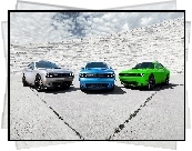 Dodge, Challenger, 2015, Zielony, Niebieski, Srebny