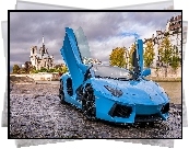 Lamborghini, Aventador, Parking, Paryż, Panorama