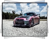 Nissan, GTR, Droga, Las, Chmury