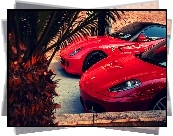 Dwa, samochody, Czerwone, Ferrari 590, Ferrari f430