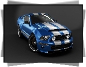 Niebieski, Ford Mustang Shelby, Białe, Pasy
