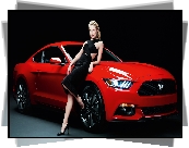 Aktorka, Sienna Miller, Czerwony, Samochód, Ford Mustang, 2015