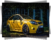 Żółty, Ford Focus RS II, Ogrodzenie