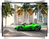 Zielone, Lamborghini Huracan, Palmy